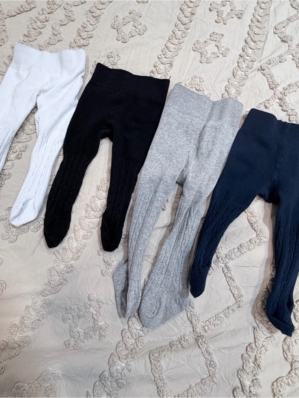 Hudson Baby White, Black, Gray, Navy Toddler Tights Set